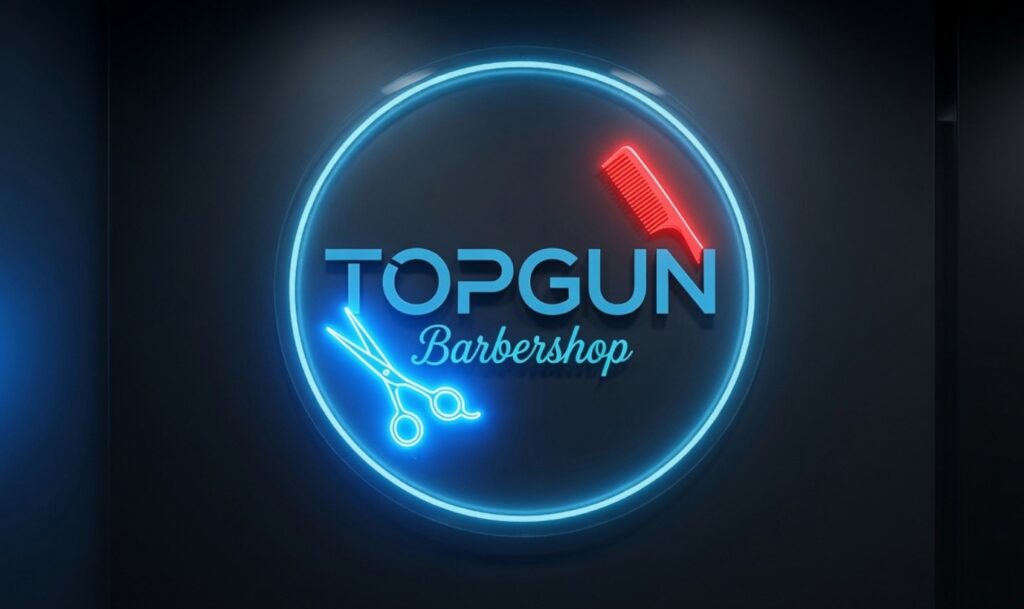 neon box barbershop bintangadvertising merah